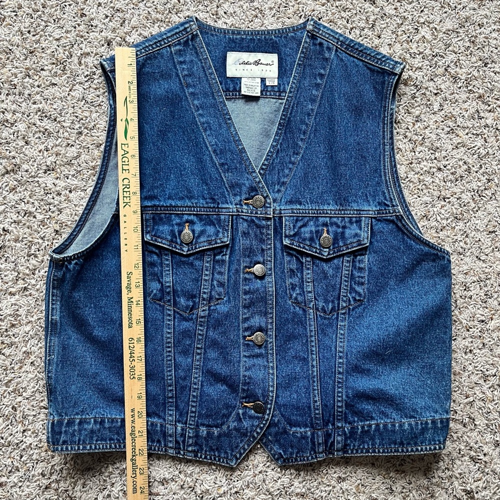 Vintage Women's Eddie Bauer Blue Denim Vest - Picture 6 of 6
